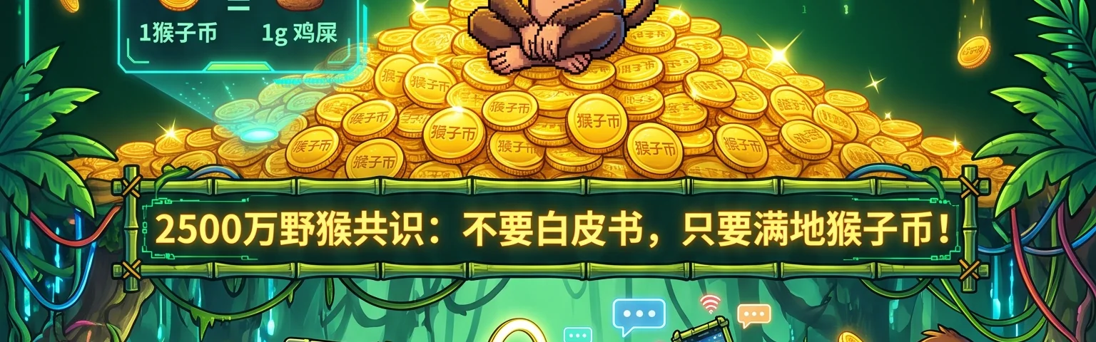 2500万野猴共识、猴子直播、看盘、抱金币的 Meme 场景