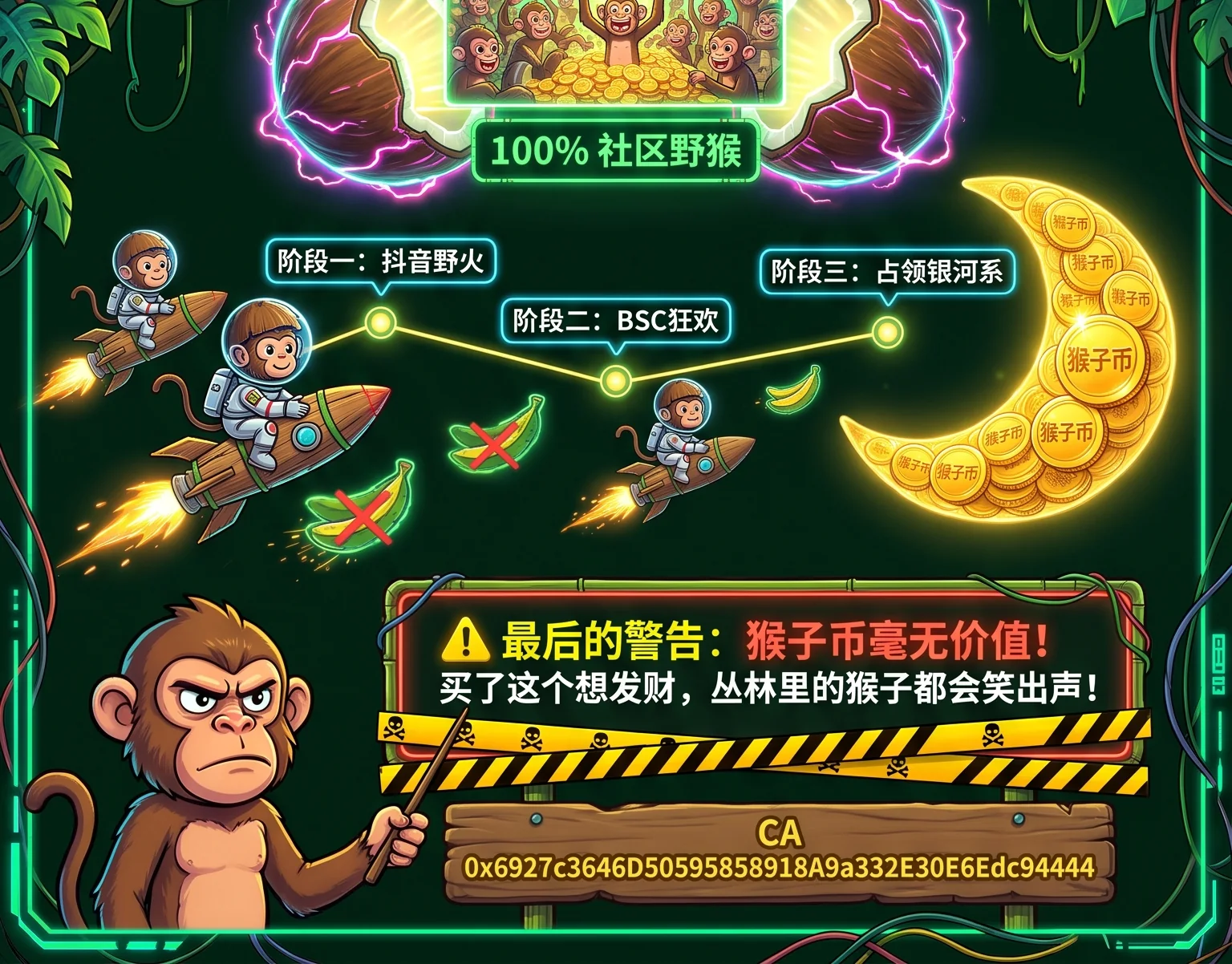最后警告：猴子币毫无价值，合约地址 CA